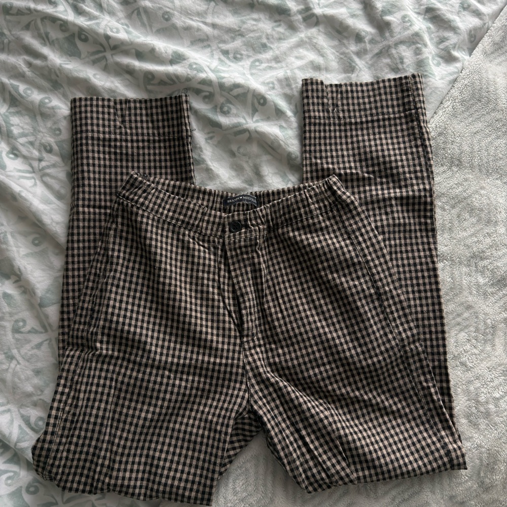 Brandy Melville Checkered Pants - Black and Brown